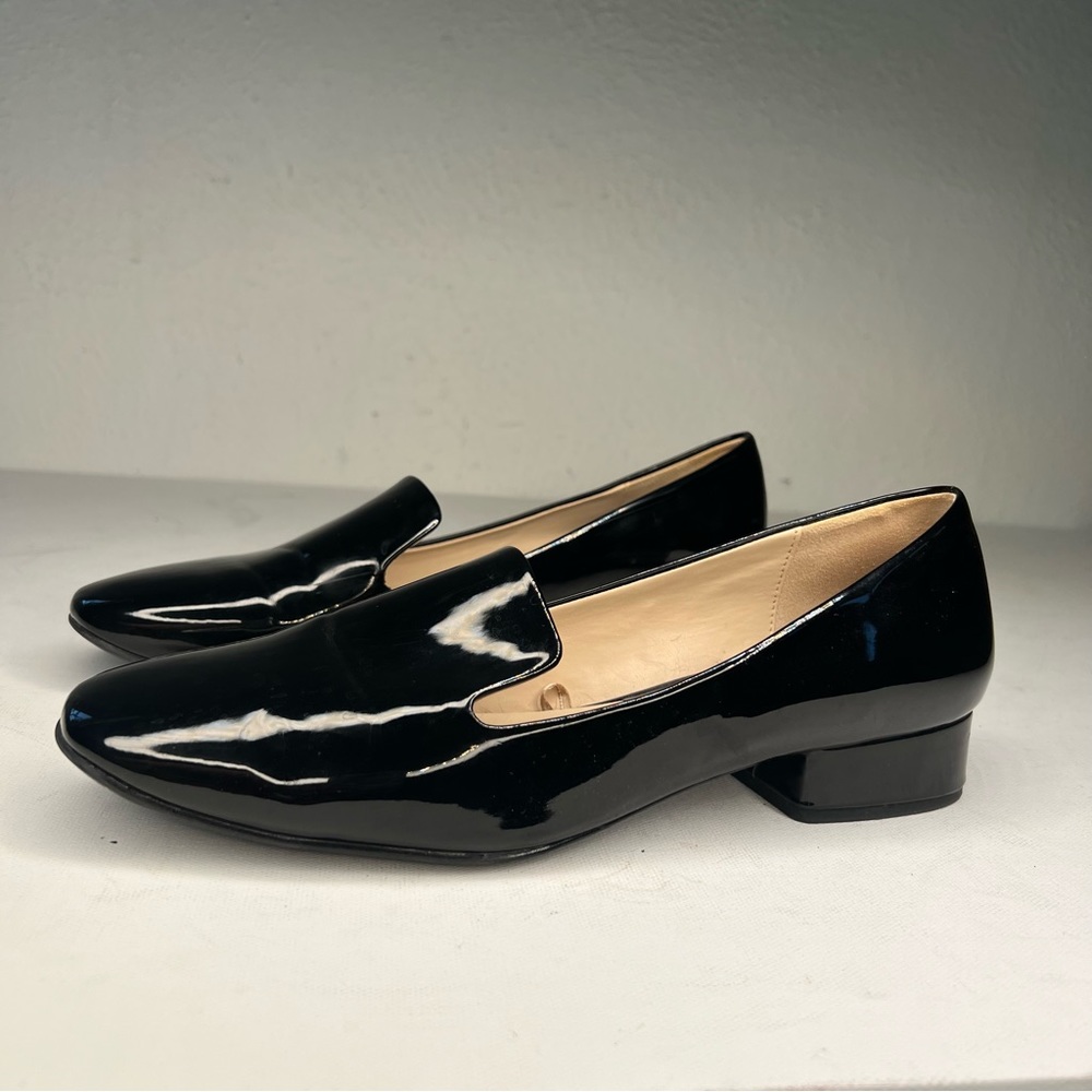 Zara black patent loafers